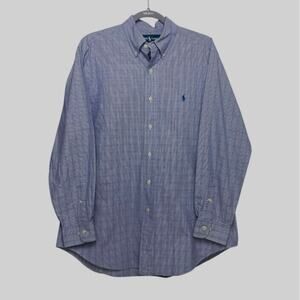 Ralph Lauren Mens Blue Glen Check Plaid Long Sleeve Button Down Shirt